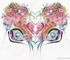 Singing Heart Butterfly - Mixed Media - Color Pencil - Digital - 28'x40'x1.5' Thick Glossy Finish Canvas Print **FREE SHIPPING