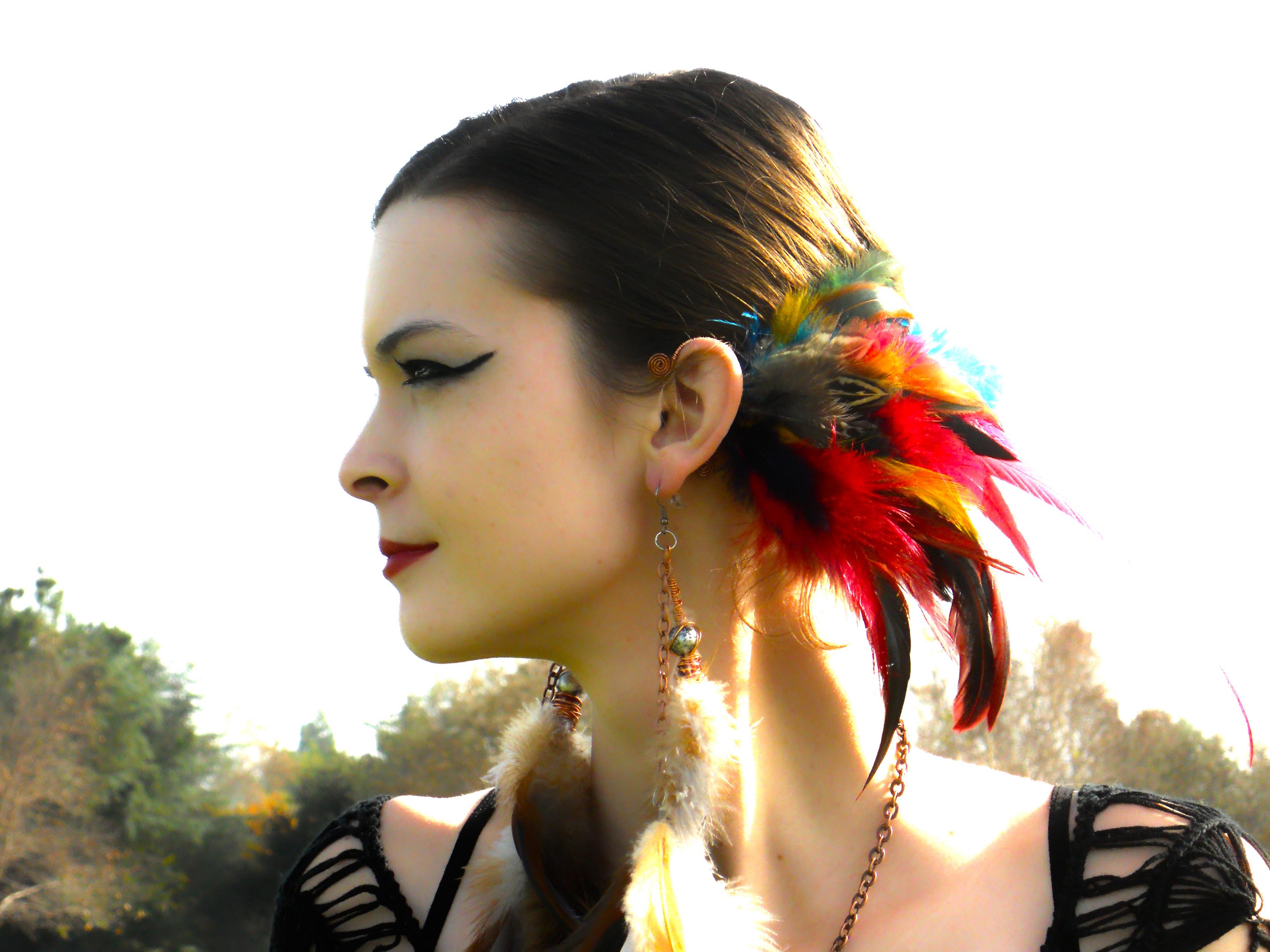 Spiritual Aura Feather Ear Cuff / Earcuff Turquoise Crystal Copper